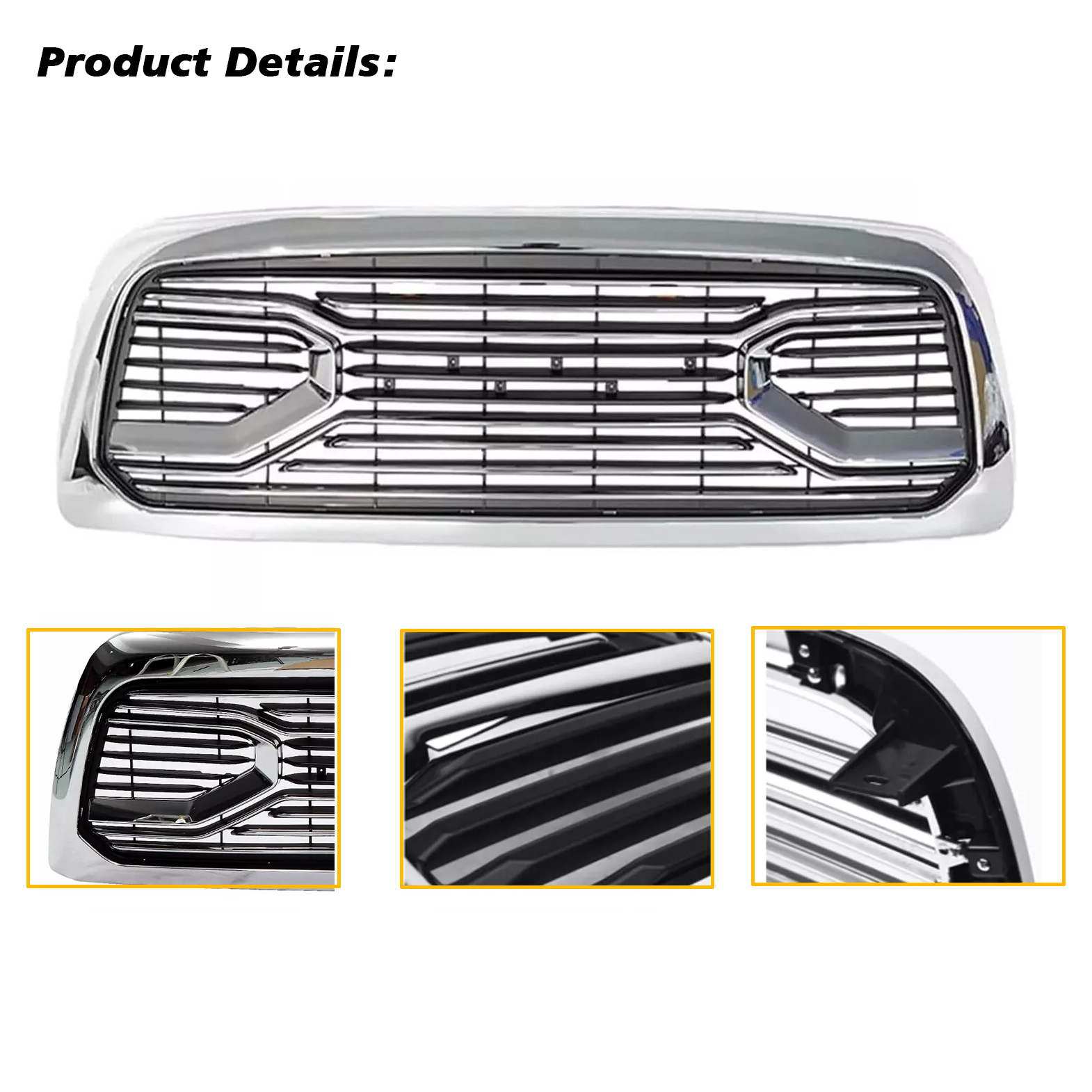 For  2013-2018 Dodge Ram 2500 3500 Grille Big Horn Style Front Grill with Letter Chrome