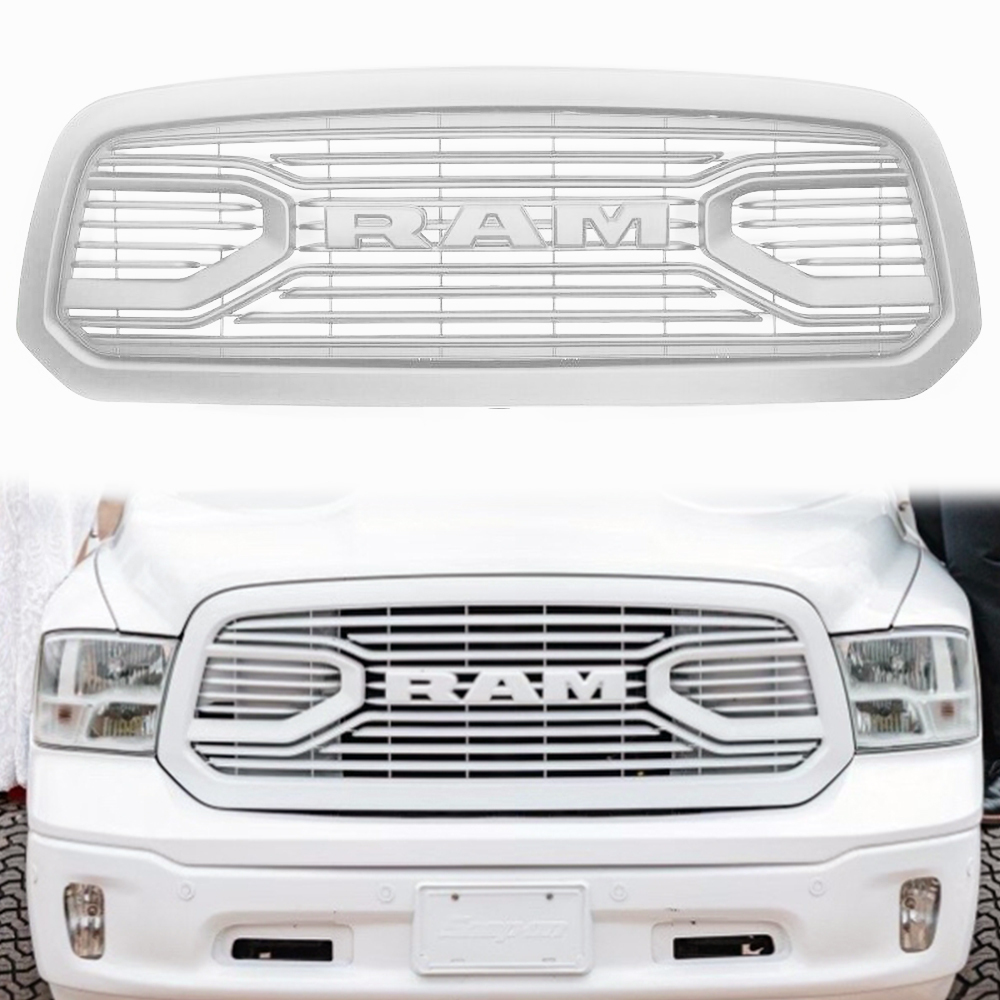 For 2013-2018 Dodge Ram 1500 Front Grille Big Horn Style Grill Bright White