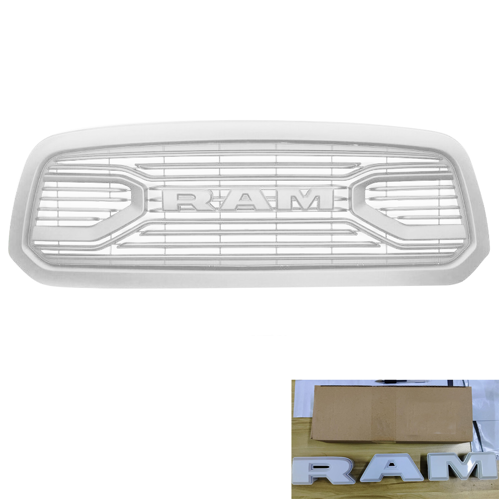 For 2013-2018 Dodge Ram 1500 Front Grille Big Horn Style Grill Bright White