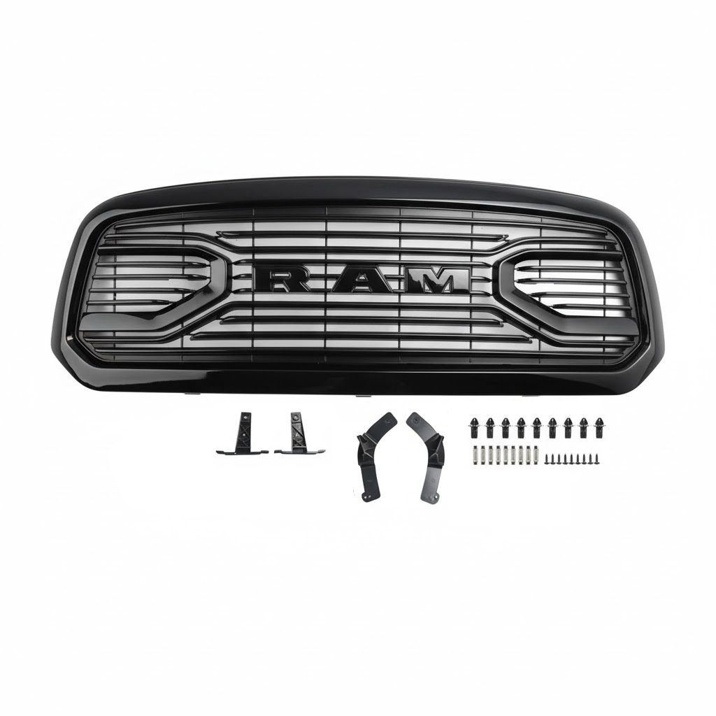 For 2013-2018 Dodge Ram 1500 Grill Big Horn Style Front Grille Glossy Black