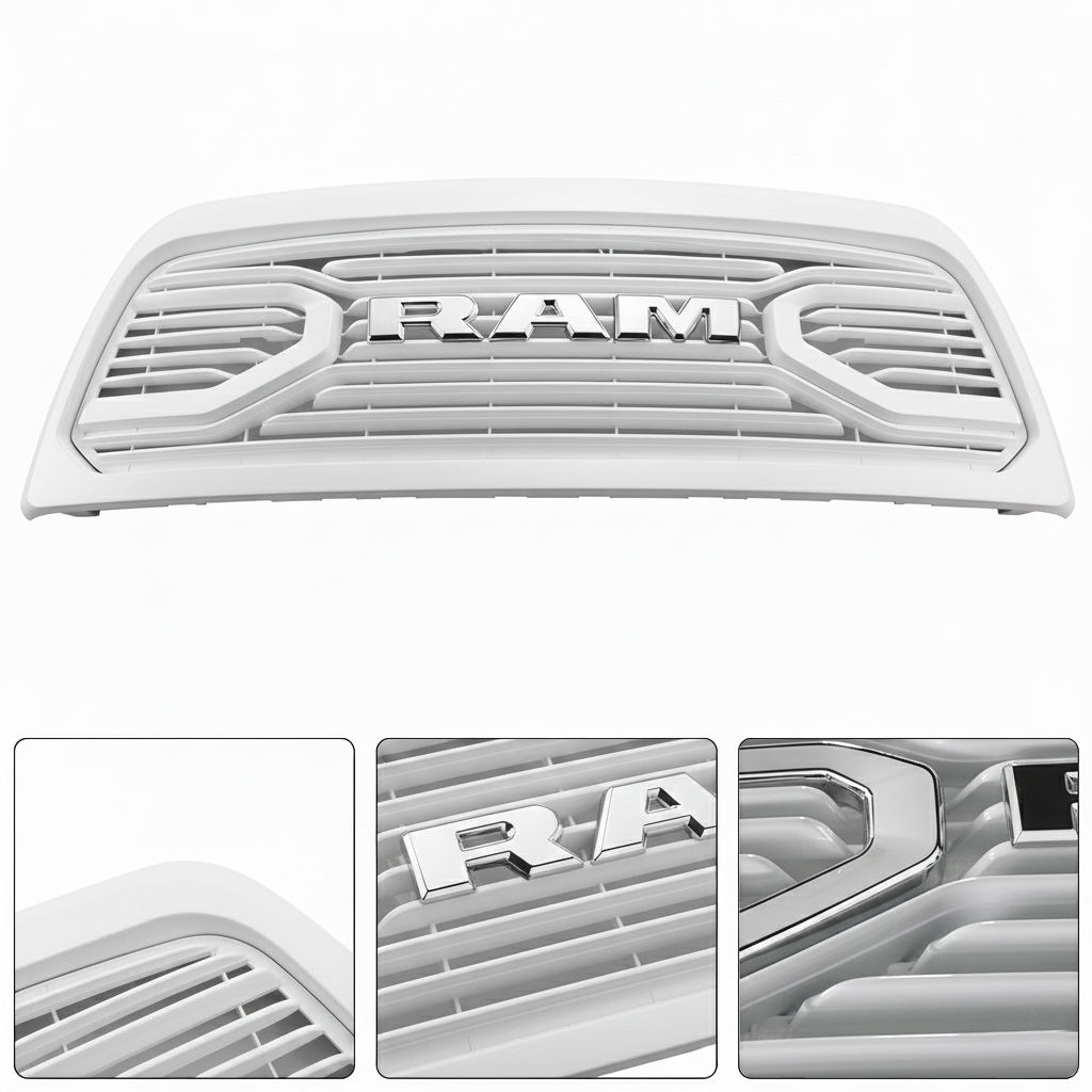 Bright White Front Grill For 2013-2018 Dodge Ram 2500 3500 Grille Big Horn Style Mesh with Letter chrome