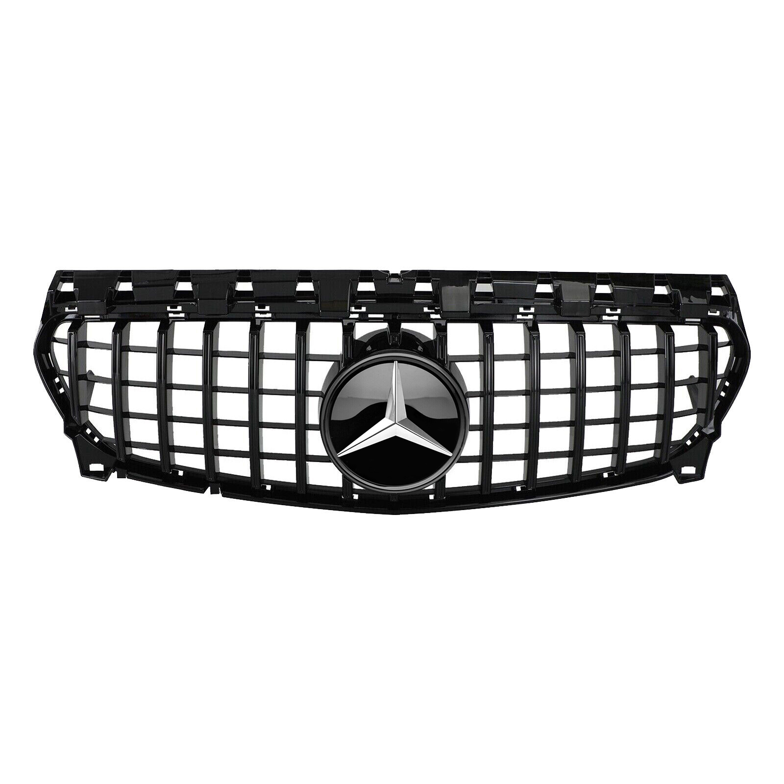 For 2013-2019 Mercedes Benz W117 C117 CLA-Class GT R Front Grill Grille with Emblem Gloss Black
