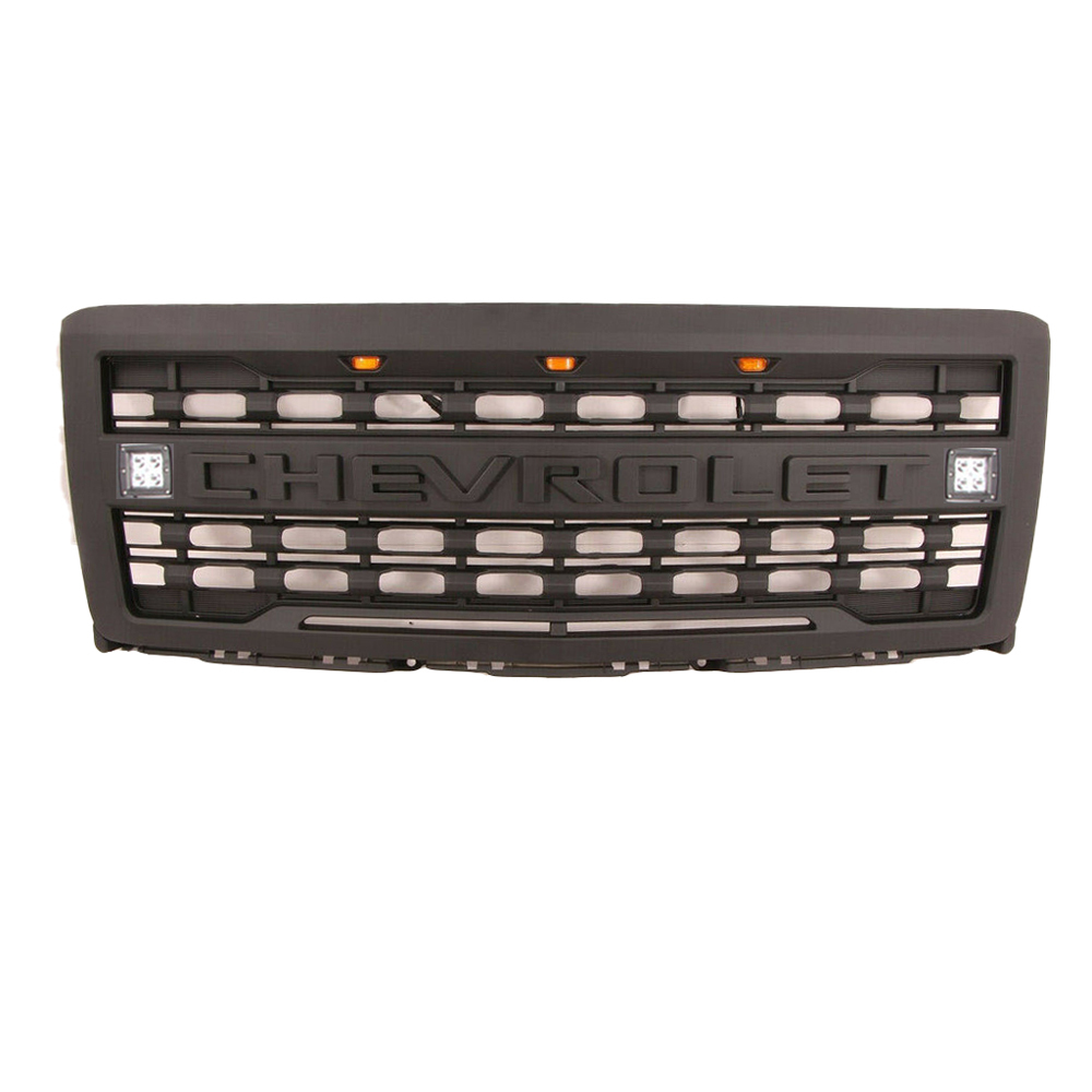 For 2014-2015 Chevrolet Silverado 1500 Front Grille Grill Mesh With Light Matte Black
