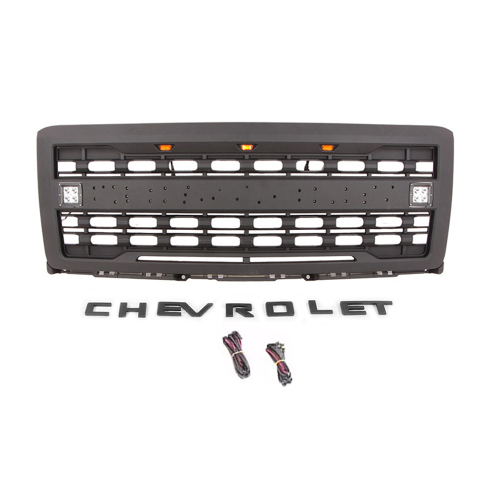 For 2014-2015 Chevrolet Silverado 1500 Front Grille Grill Mesh With Light Matte Black