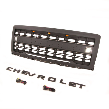For 2014-2015 Chevrolet Silverado 1500 Front Grille Grill Mesh With Light Matte Black