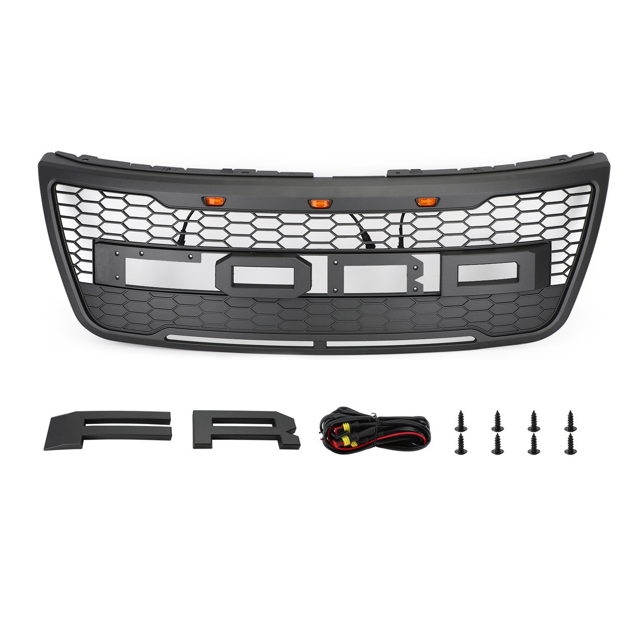 Grill for 2012 2013 2014 2015 Ford Explorer Front Bumper Grille with LED Matte Black