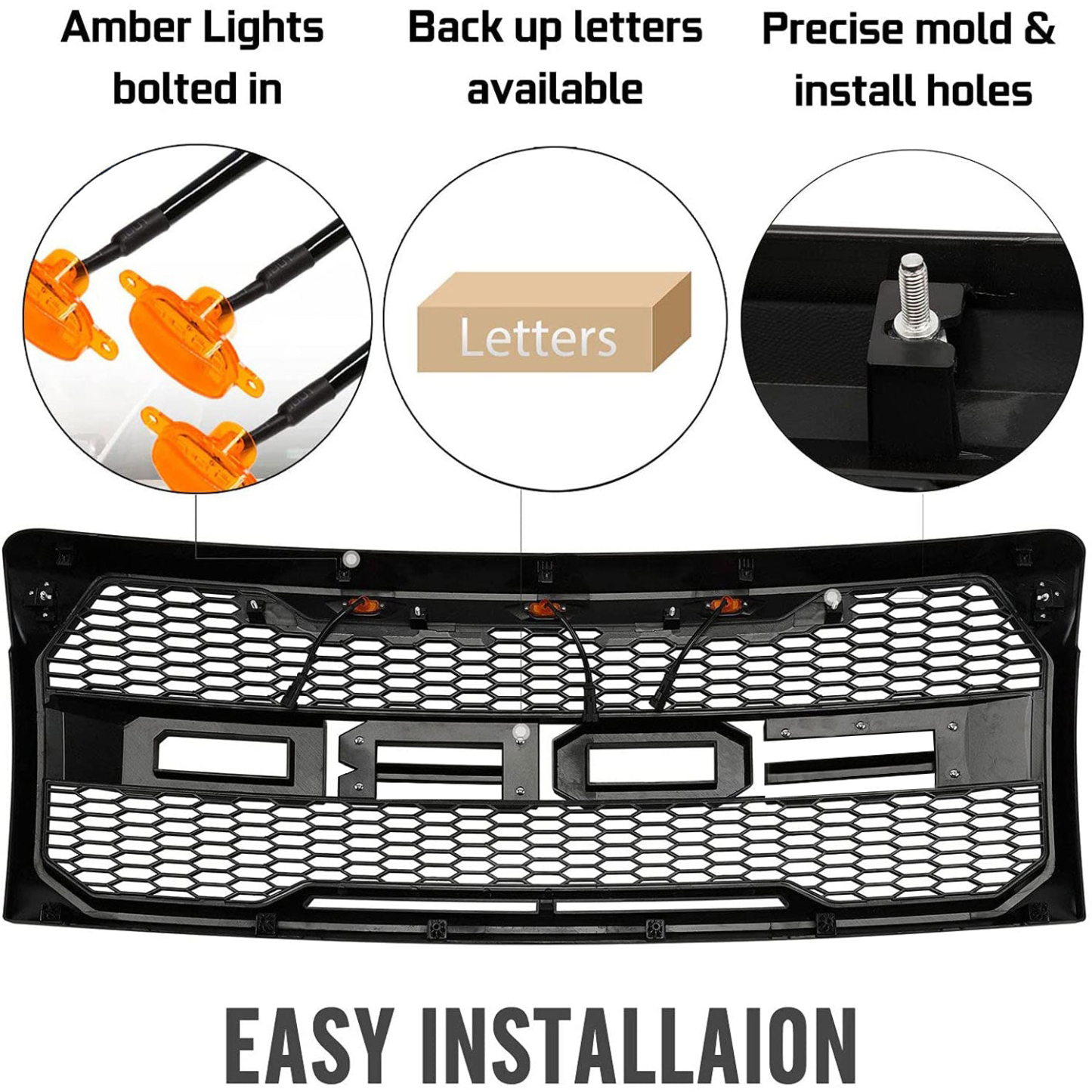 Raptor Style Front Grill Matte Black Grille for 2009-2014 F150 F-150