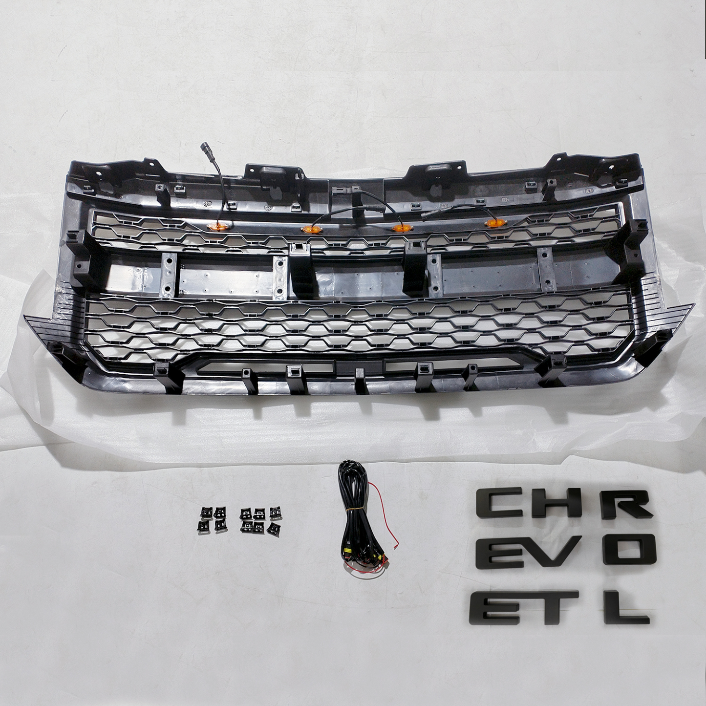 For 2016-2018 Chevrolet Silverado 1500 Front Grille Grill with LED Light Matte Black