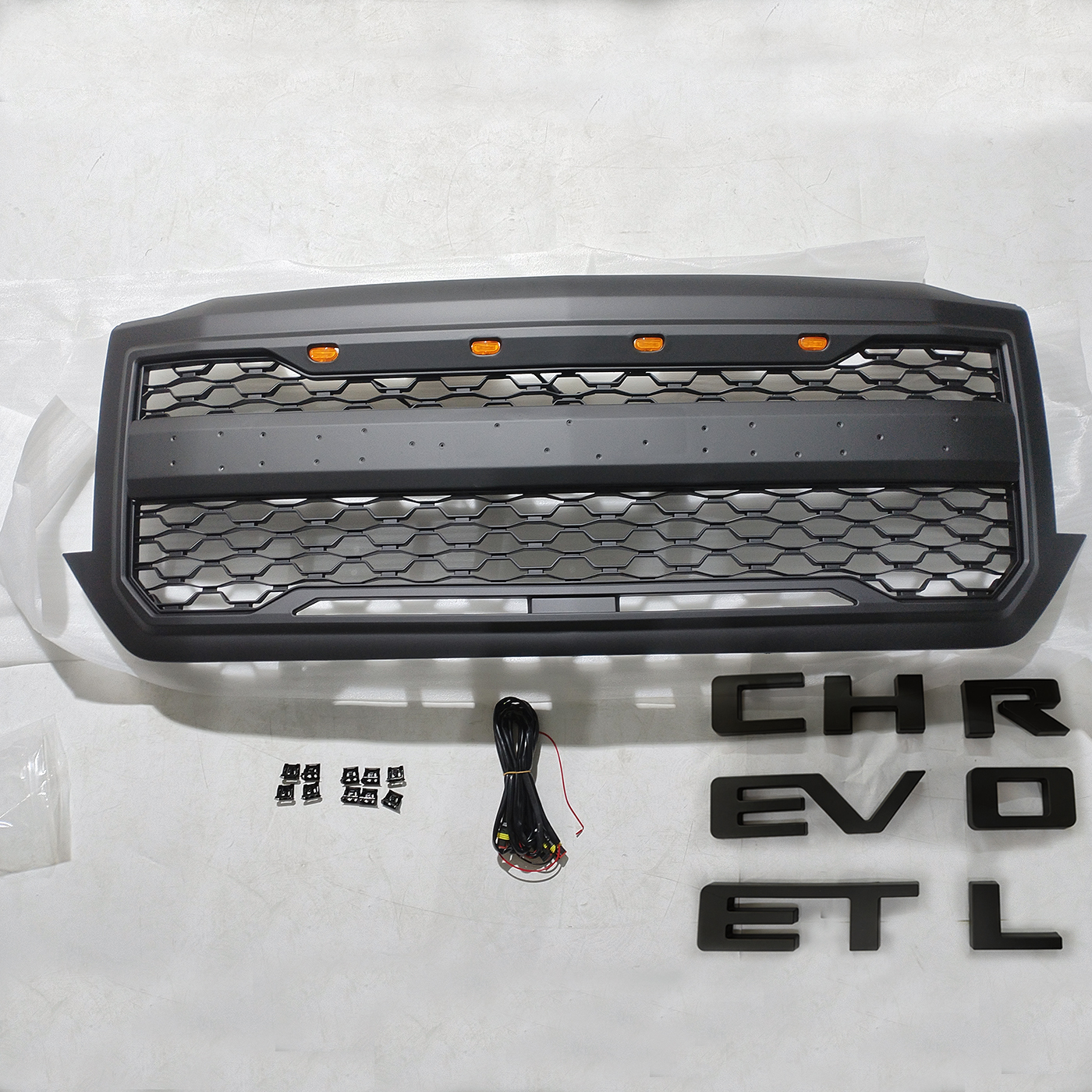 For 2016-2018 Chevrolet Silverado 1500 Front Grille Grill with LED Light Matte Black