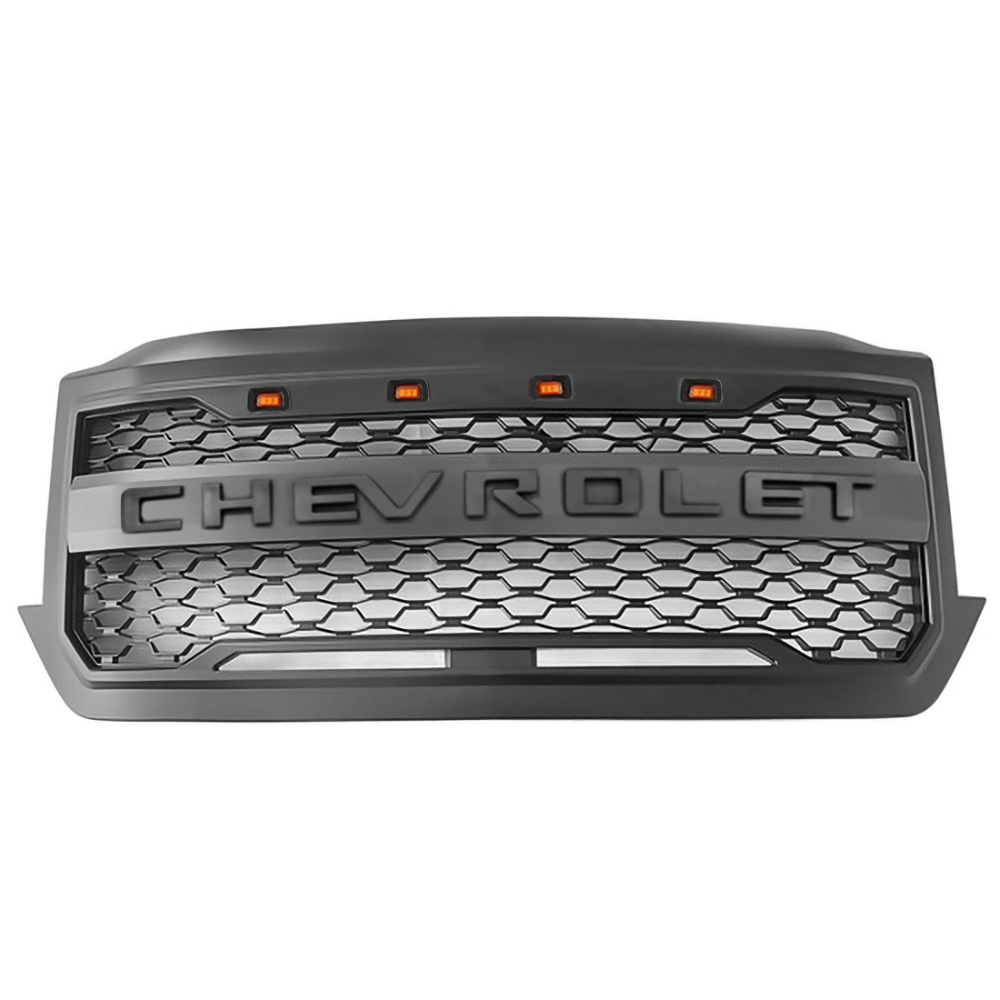 For 2016-2018 Chevrolet Silverado 1500 Front Grille Grill with LED Light Matte Black