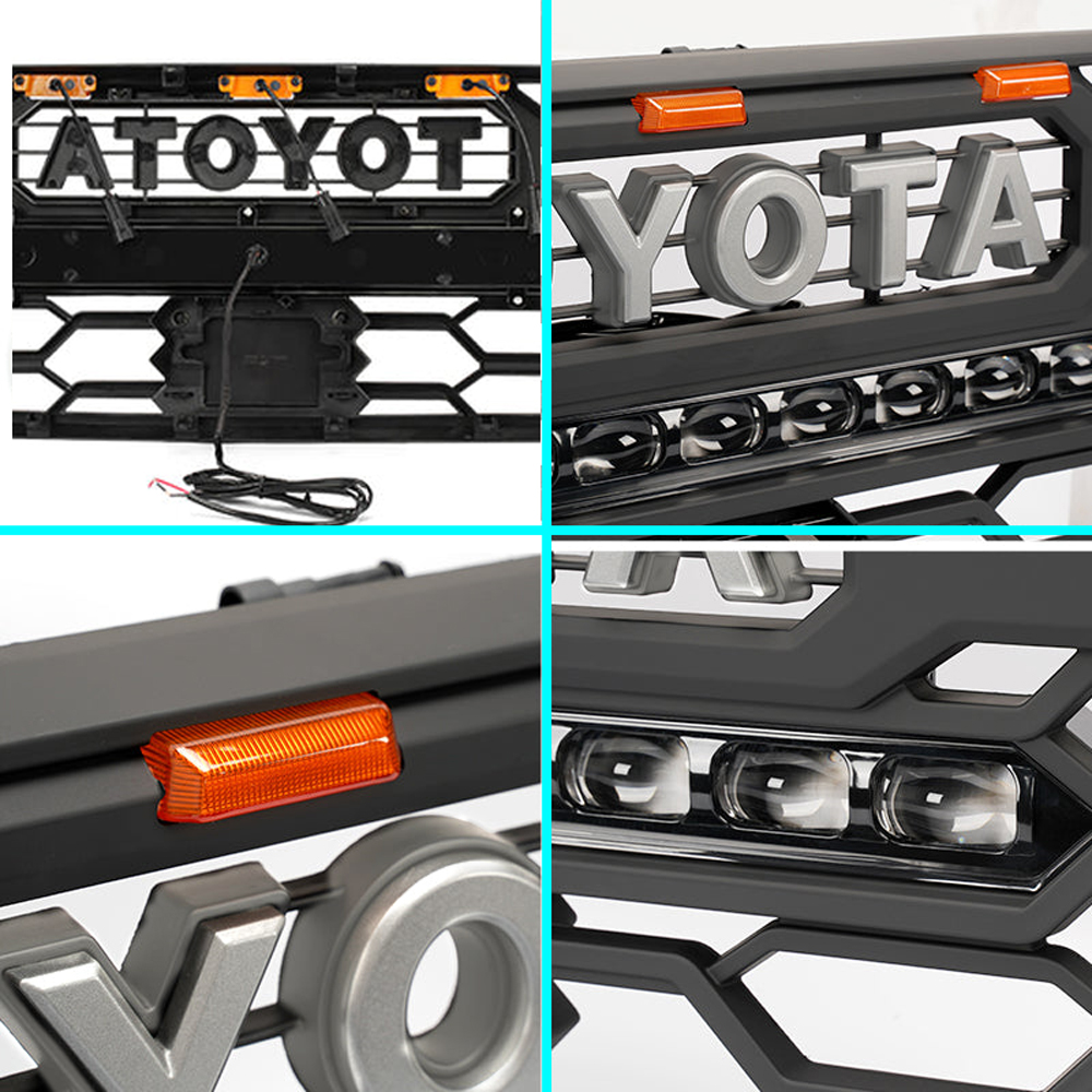 For 2016-2023 Toyota Tacoma TRD Pro Grill Front Grille With Light Bar & Amber light