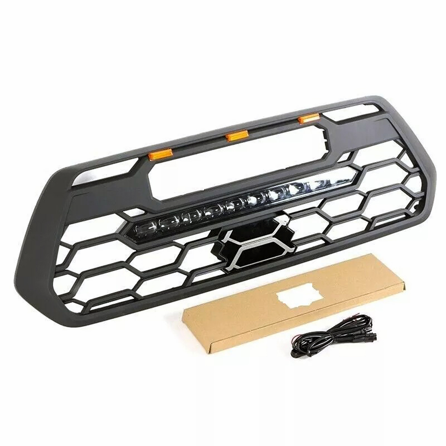 For 2016-2023 Toyota Tacoma TRD Pro Grill Front Grille With Light Bar & Amber light