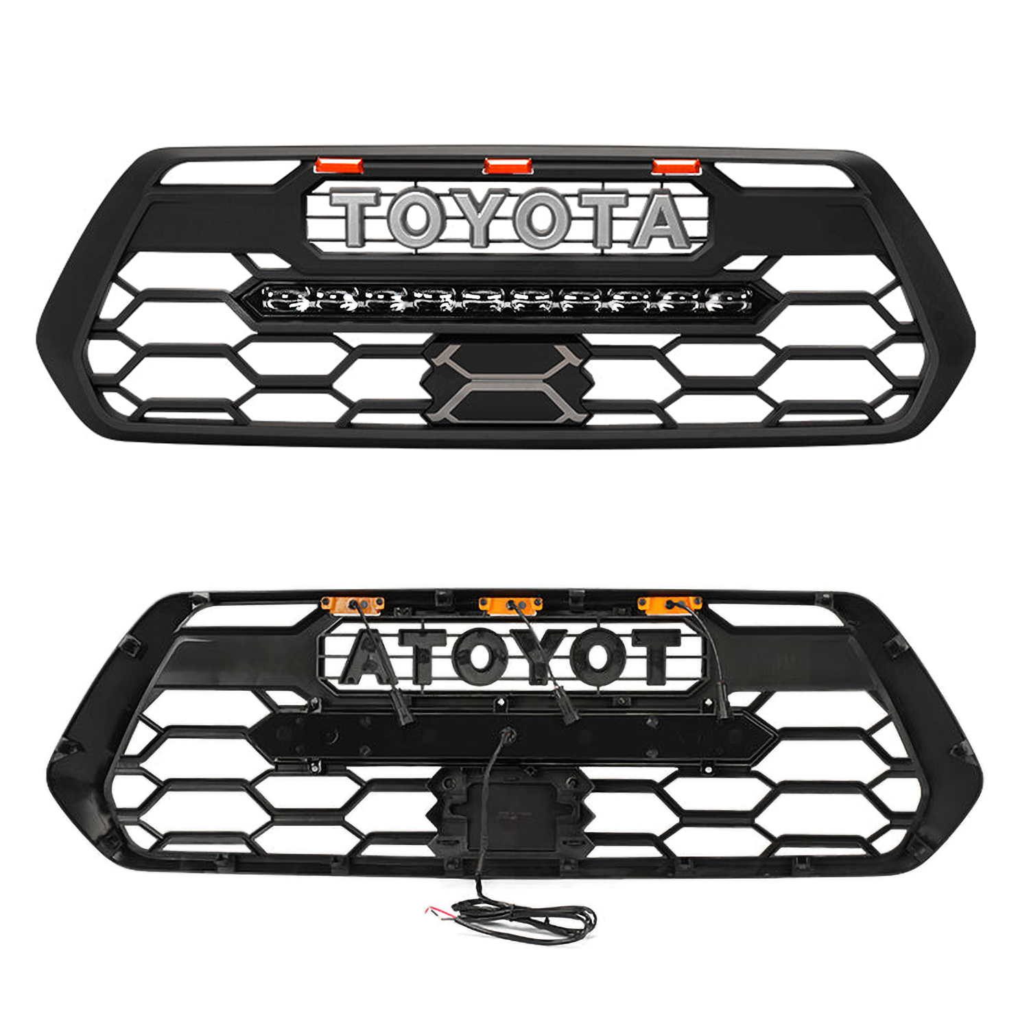 For 2016-2023 Toyota Tacoma TRD Pro Grill Front Grille With Light Bar & Amber light