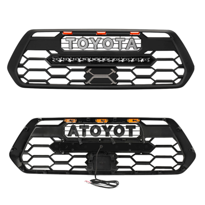 For 2016-2023 Toyota Tacoma TRD Pro Grill Front Grille With Light Bar & Amber light