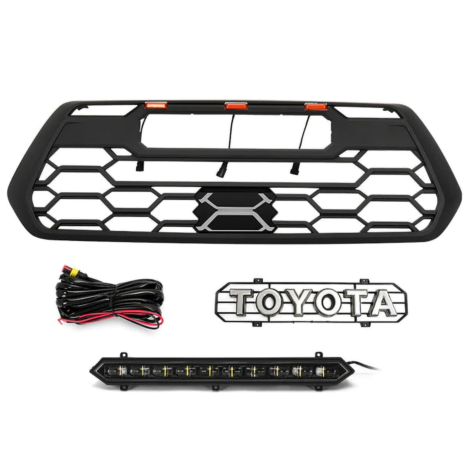 For 2016-2023 Toyota Tacoma TRD Pro Grill Front Grille With Light Bar & Amber light