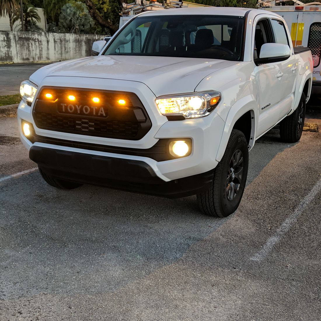 For 2016-2023 Toyota Tacoma Grill Front Bumper Grille With LED Light Matte Black