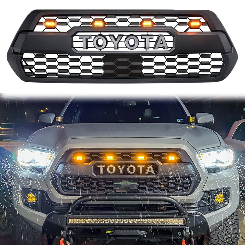 For 2016-2023 Toyota Tacoma Grill Front Bumper Grille With LED Light Matte Black