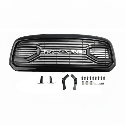 For 2013-2018 Dodge Ram 1500 Front Grille Big Horn Style Grill Glossy Black + Letter Chrome