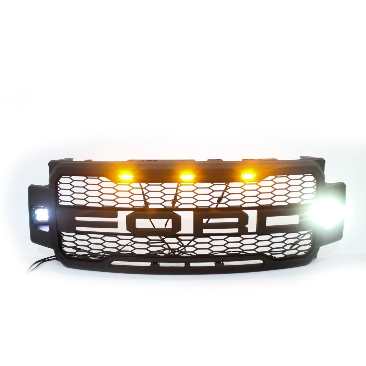For 2017-2019 Ford F250 F350 F450 F550 Super Duty Grill Raptor Style Front Grille With Light Matte Black