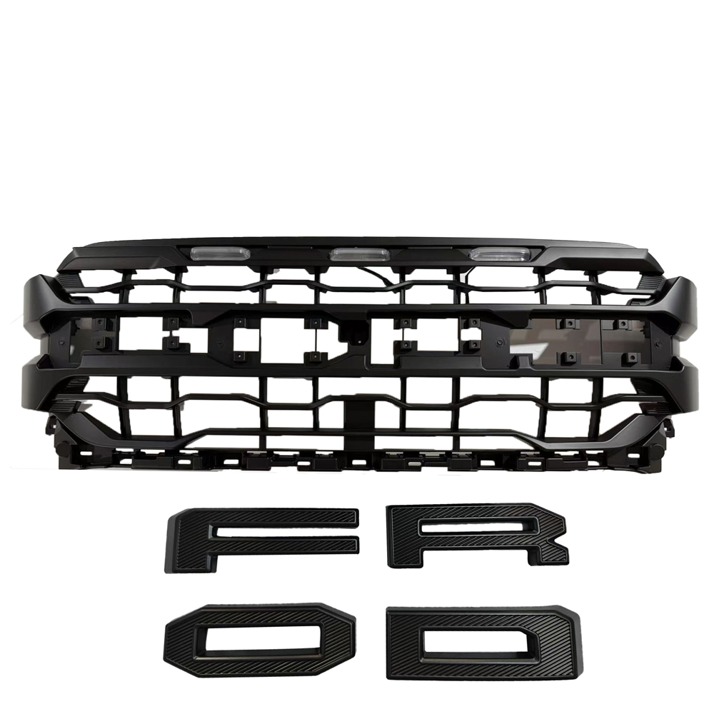 For 2021-2023 F150 Front Grill Upgrade 2024 Raptor Look Style Grille Hood With Letter & LED Light
