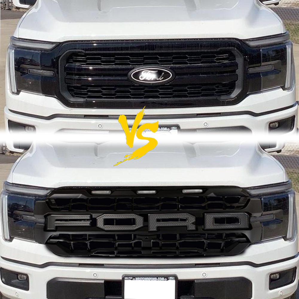 For 2024-2025 Ford F150 Grill Raptor Style Front Grille Matte Black Mesh With LED Light & Letter