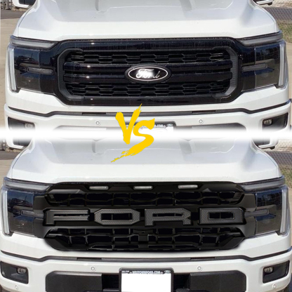 For 2024-2025 Ford F150 Grill Raptor Style Front Grille Matte Black Mesh With LED Light & Letter
