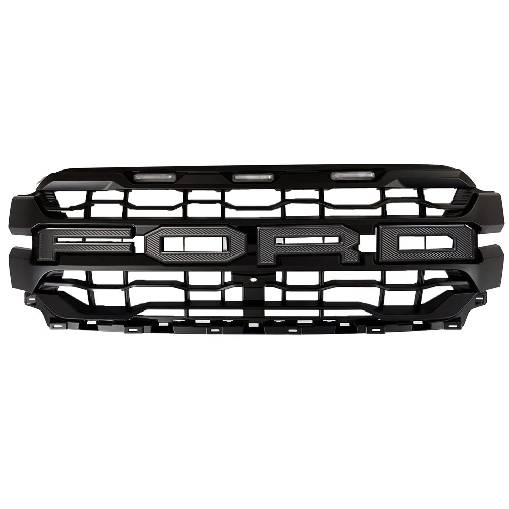 For 2024-2025 Ford F150 Grill Raptor Style Front Grille Matte Black Mesh With LED Light & Letter