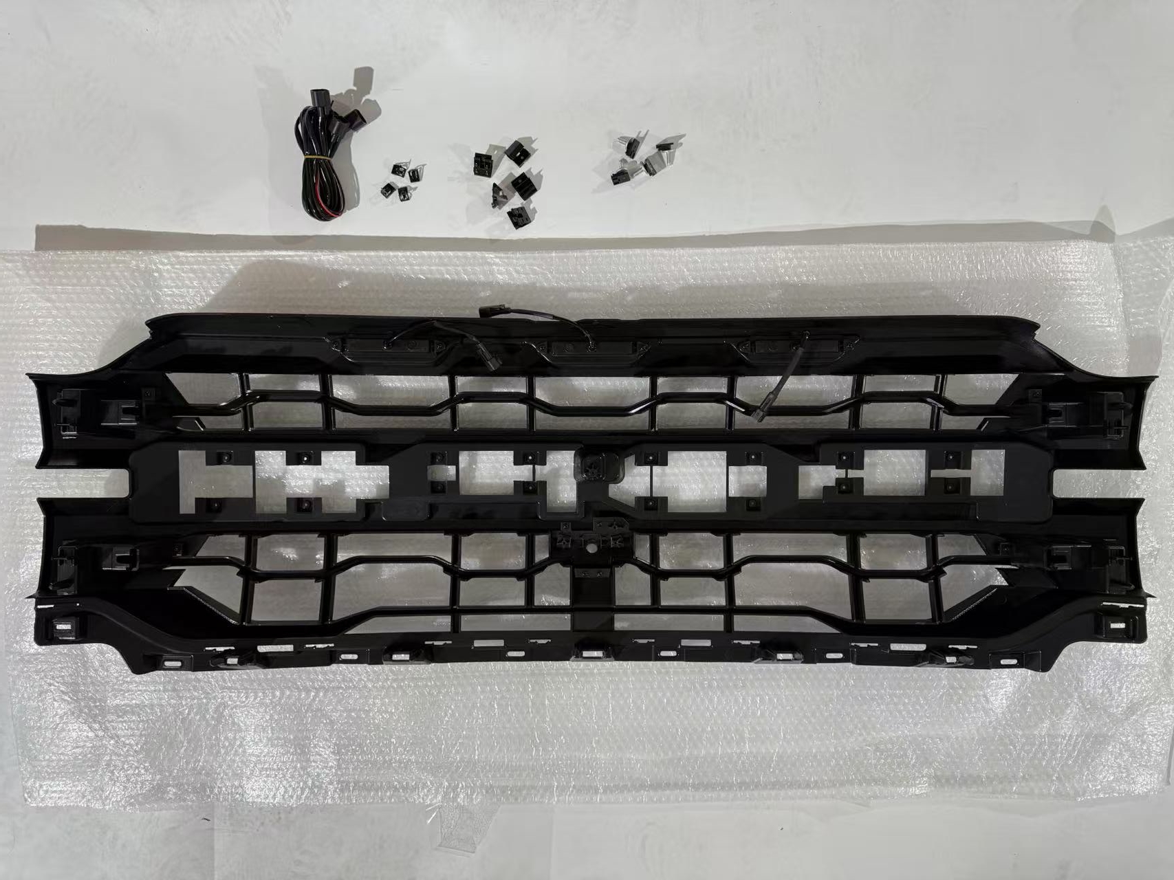 For 2024-2025 Ford F150 Grill Raptor Style Front Grille Matte Black Mesh With LED Light & Letter