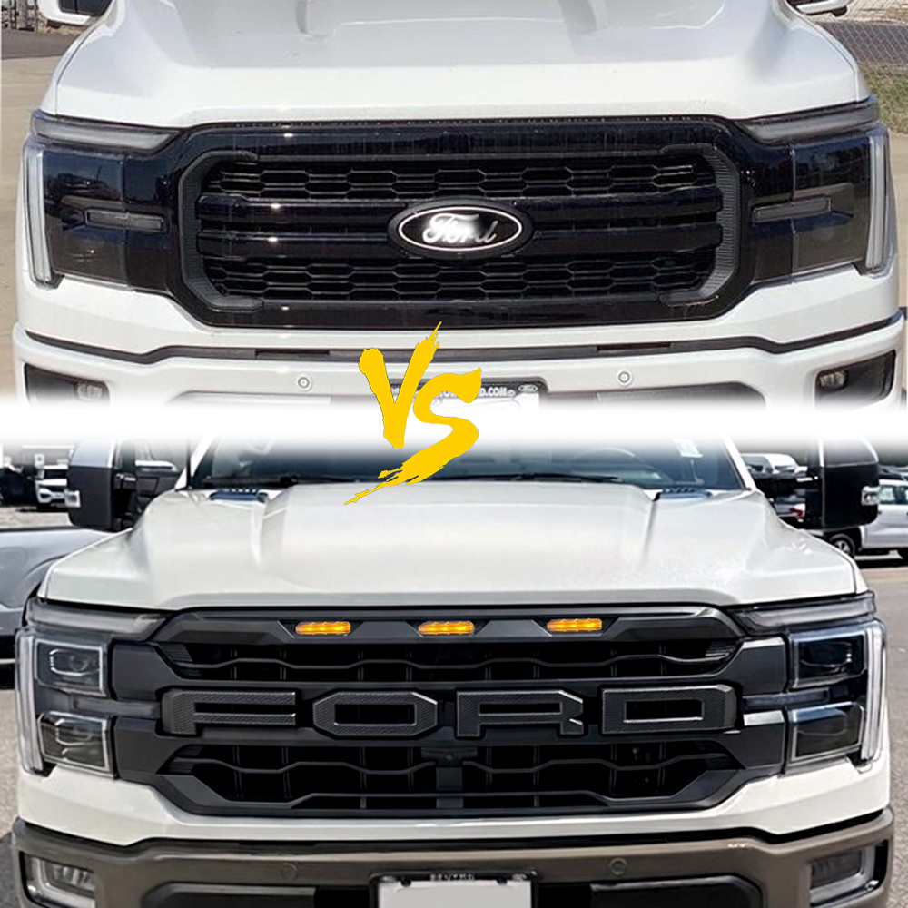 For 2024-2025 Ford F150 Grill Upgrade Raptor Style Front Grille Matte Black Mesh With LED Light & Letter