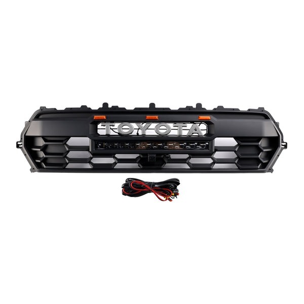 For 2024-2025 Toyota Tacoma TRD PRO Grill Black Front Grille With Led & Light Bar & Letter