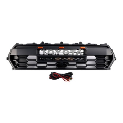For 2024-2025 Toyota Tacoma TRD PRO Grill Black Front Grille With Led & Light Bar & Letter