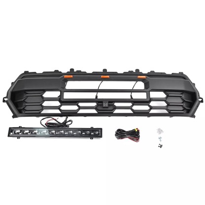For 2024-2025 Toyota Tacoma TRD PRO Grill Black Front Grille With Led & Light Bar & Letter