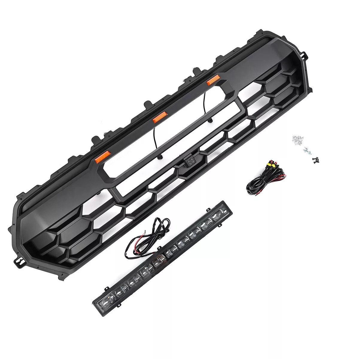 For 2024-2025 Toyota Tacoma TRD PRO Grill Black Front Grille With Led & Light Bar & Letter