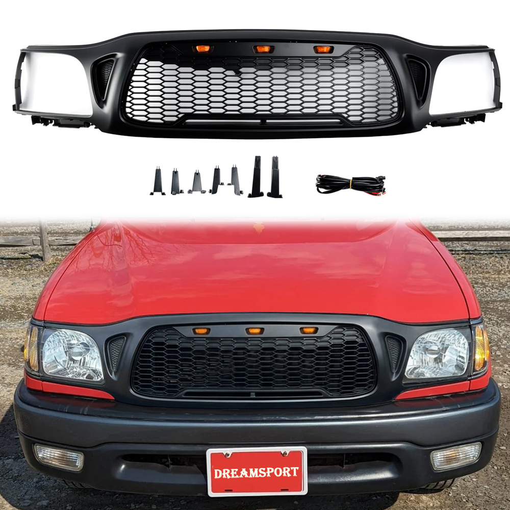 For 2001-2004 Toyota Tacoma Front Grill Honeycomb Style Grille with Light Matte Black