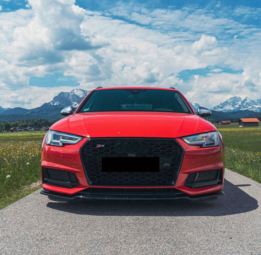 For 2016-2019 Audi A4 S4 B9 Honeycomb Grill Front Radiator Bumper Grille Gloss Black