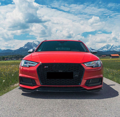 For 2016-2019 Audi A4 S4 B9 Honeycomb Grill Front Radiator Bumper Grille Gloss Black