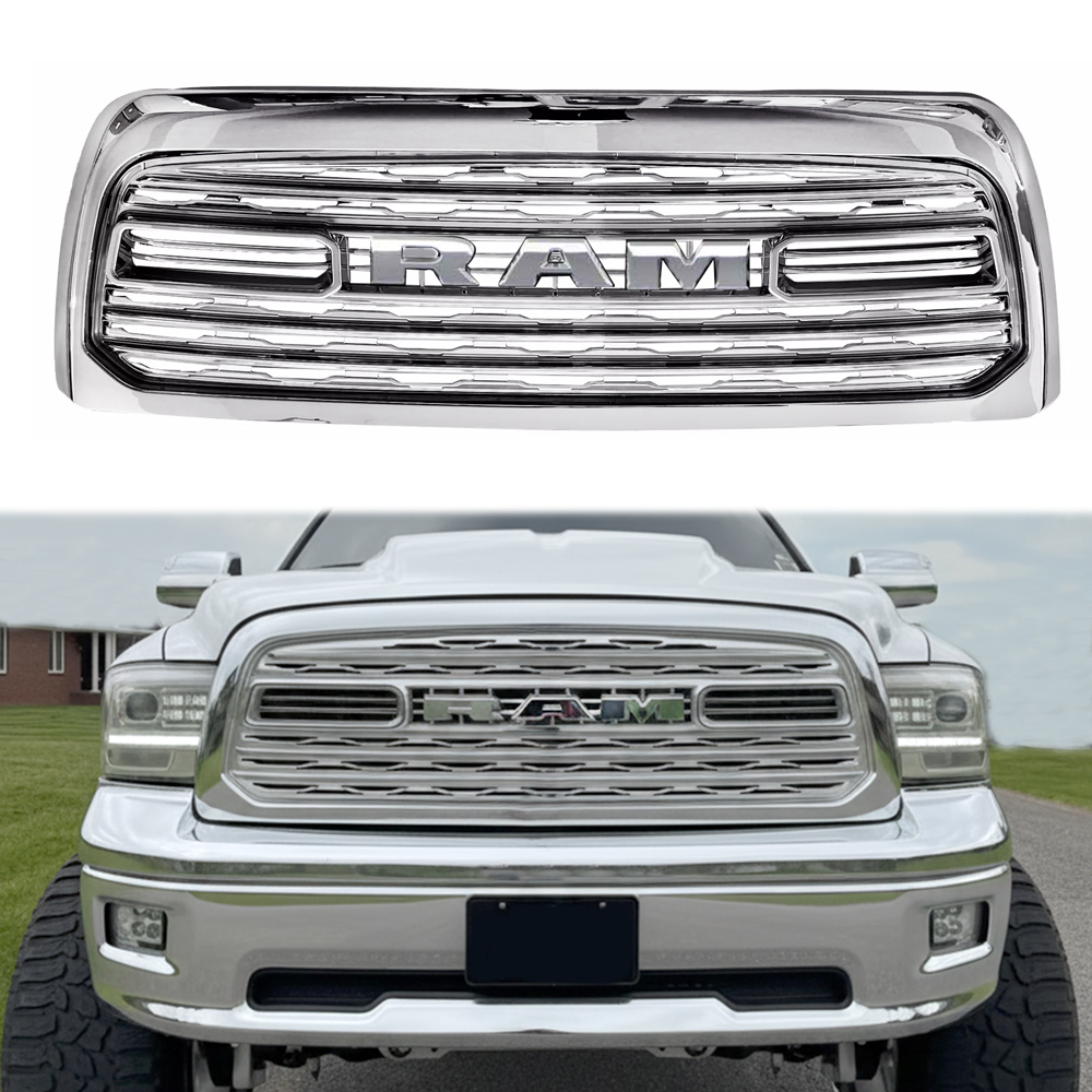 Chrome Front Grill For 2013-2018 Dodge Ram 2500 3500 Grille LTD Style Mesh with Letter