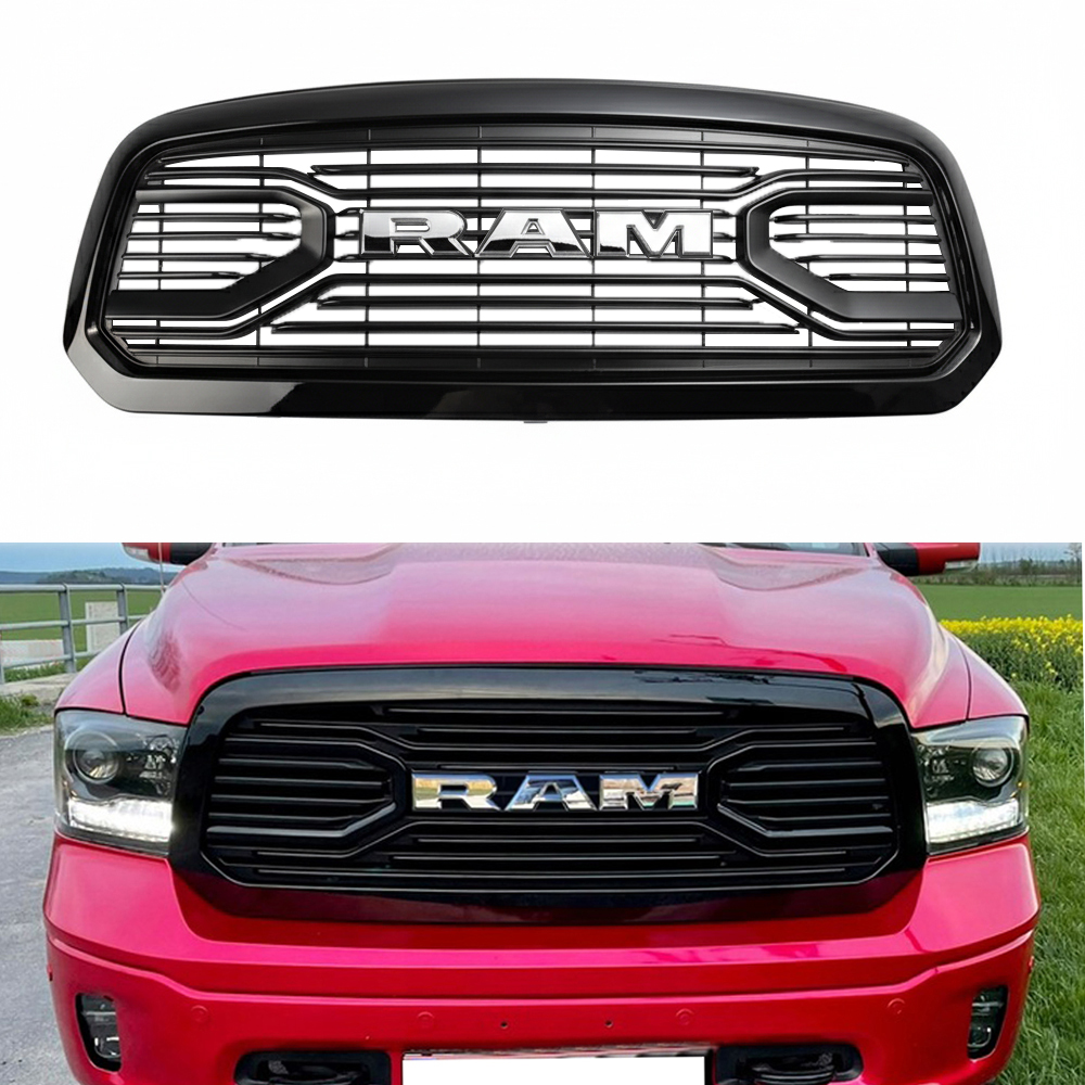 For 2013-2018 Dodge Ram 1500 Front Grille Big Horn Style Grill Glossy Black
