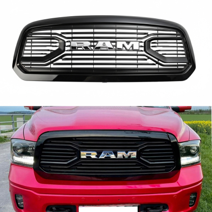 For 2013-2018 Dodge Ram 1500 Front Grille Big Horn Style Grill Glossy Black