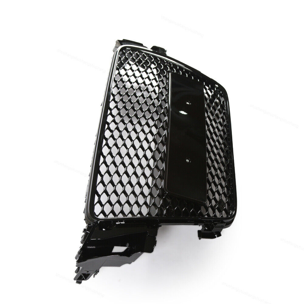 For 2007-2011 Audi A5 S5 8T Front Main Grille Gloss Black Honeycomb RS Style Grill with Emblem