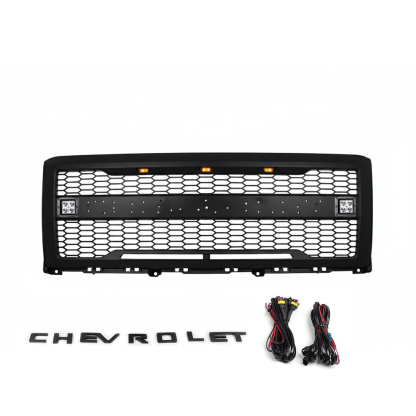 For 2014-2015 Chevrolet Silverado 1500 Grill Front Grille With LED light