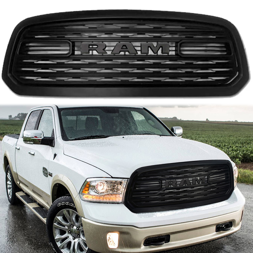 For 2013-2018 Dodge Ram 1500 Grill Limited Style Front Grille with Letter Matte Black