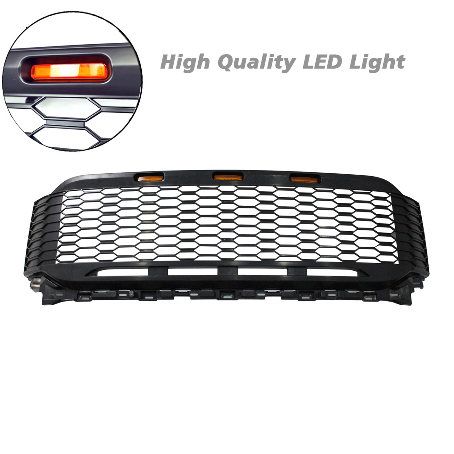 For Ford F150 2021-2023 Front Grill Matte Black Raptor Style Grille With LED Lights & Letter