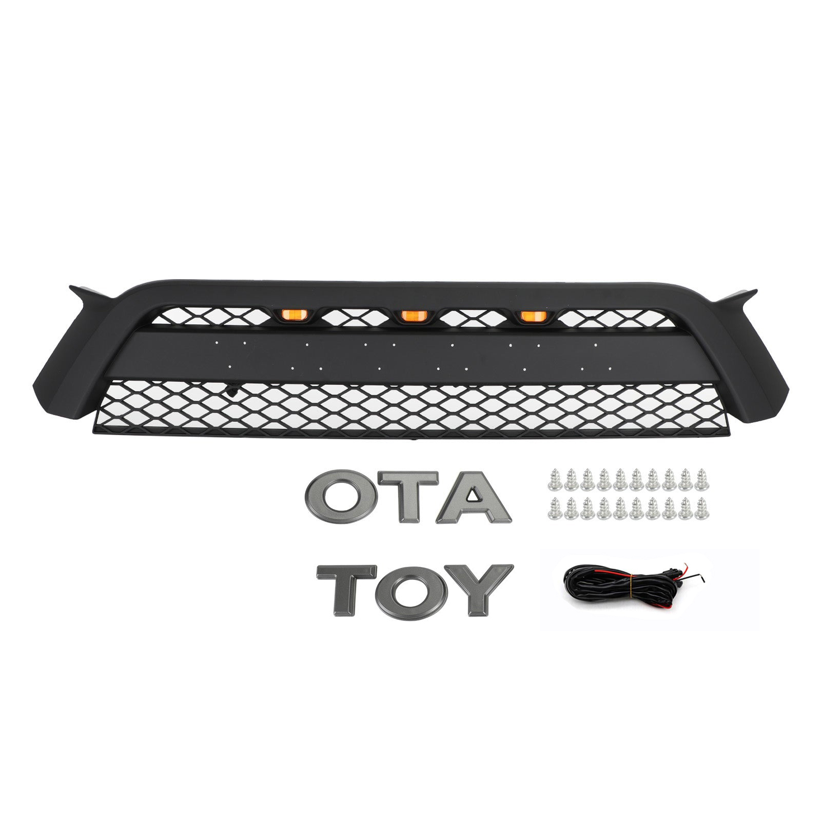 Black Friday Sale Front Grille For 2010-2013 Toyota 4Runner Trd Pro Style Grill Matte Black Mesh W/ LED Light & Letters