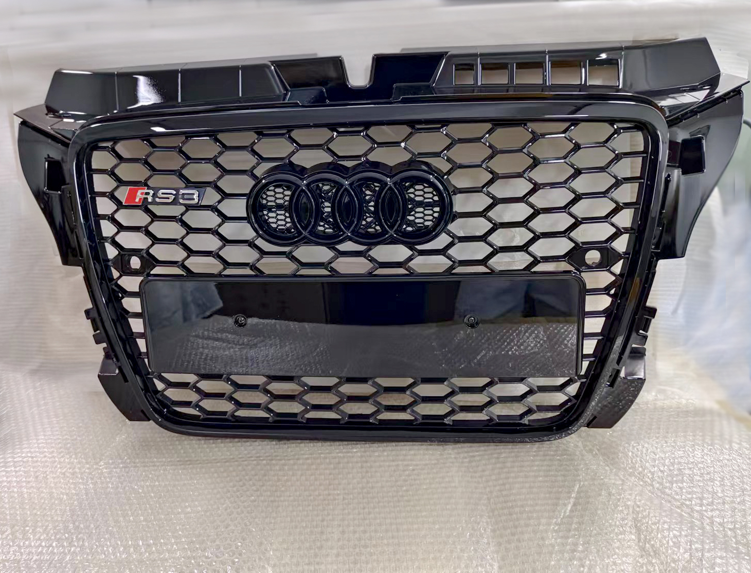 For 2008-2012 Audi A3 8P S3 RS Style Grill Gloss Black Honeycomb Mesh Front Bumper Grille