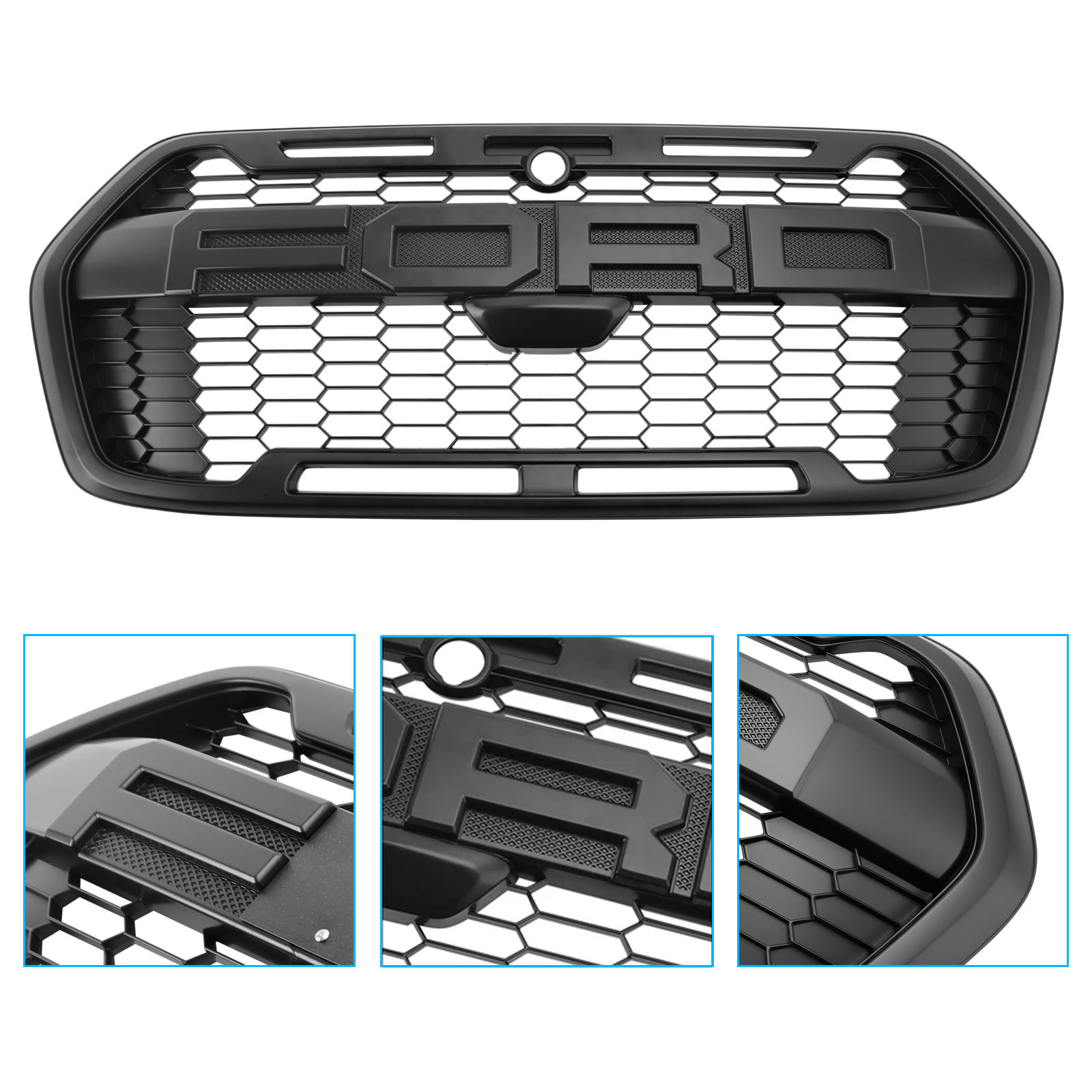 For 2019-2024 Ford Transit MK8 Trail Raptor Style Front Grille Replacement Matte Black Grill