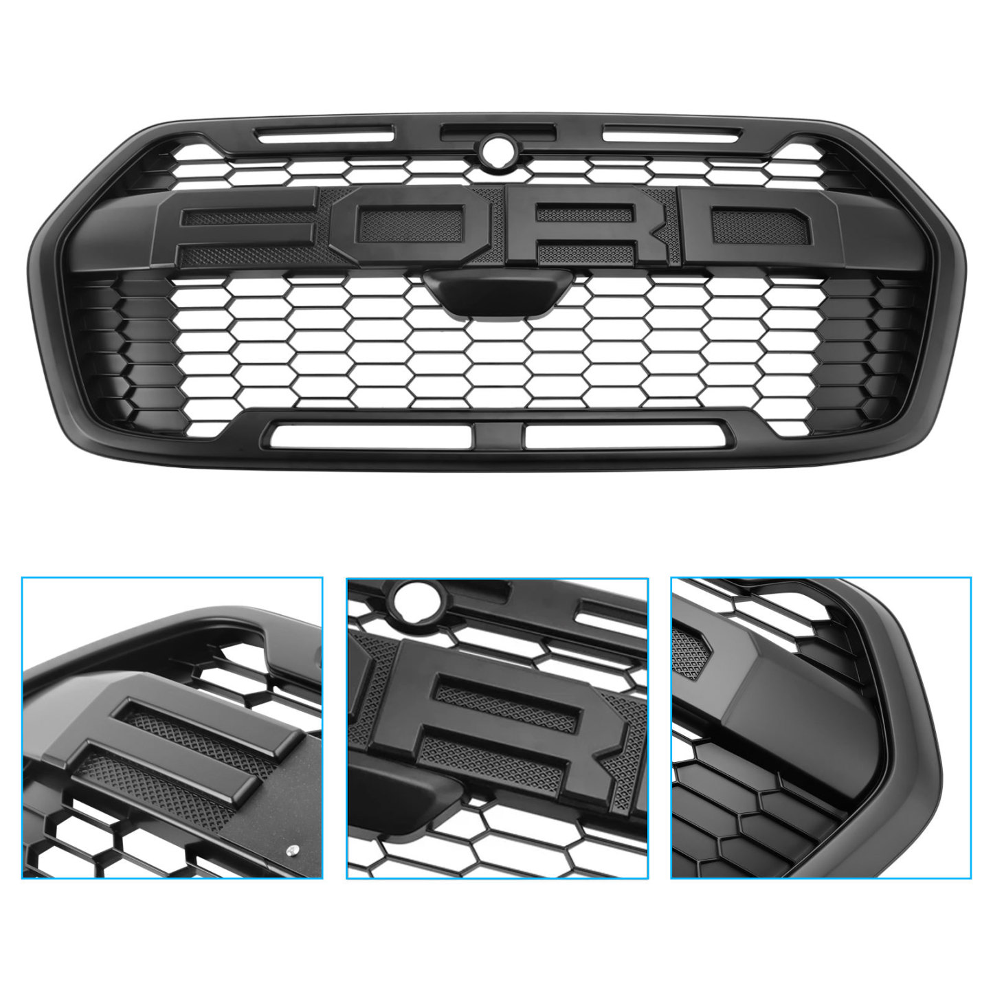 For 2019-2024 Ford Transit MK8 Trail Raptor Style Front Grille Replacement Matte Black Grill