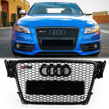 for audi A4 S4 B8 2008-2012 RS Style Honeycomb Front Bumper Grill Grille Gloss Black