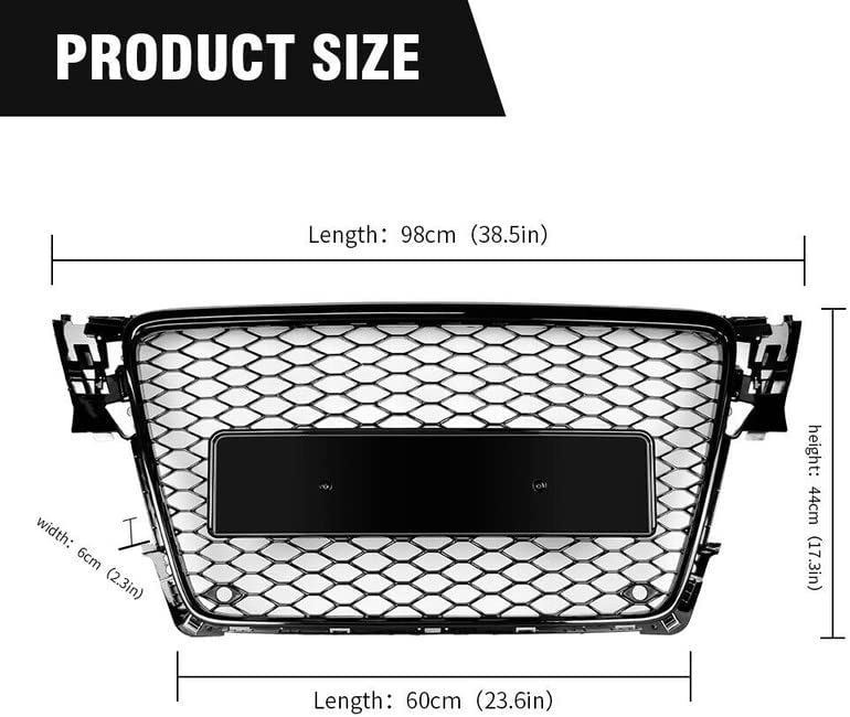 Audi A4 S4 B8 2008-2012 RS Style Honeycomb Front Bumper Grill Grille Gloss Black