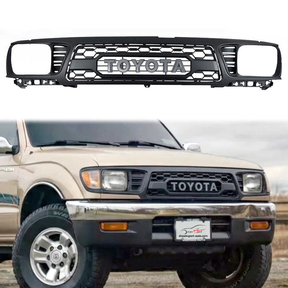 For 1995 1996 Toyota Tacoma Front Grill Matte Black Upper Grille With Letters 